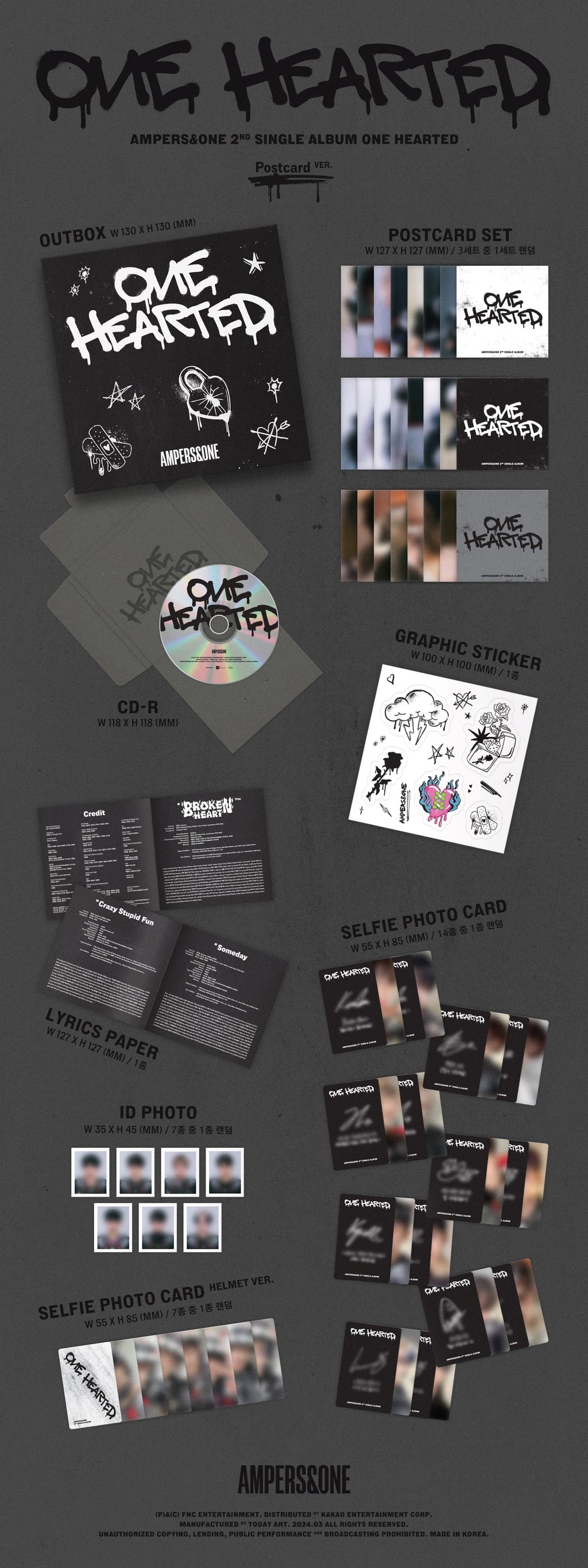 AMPERS&ONE 2nd Single Album 'ONE HEARTED' (Postcard Ver.)
