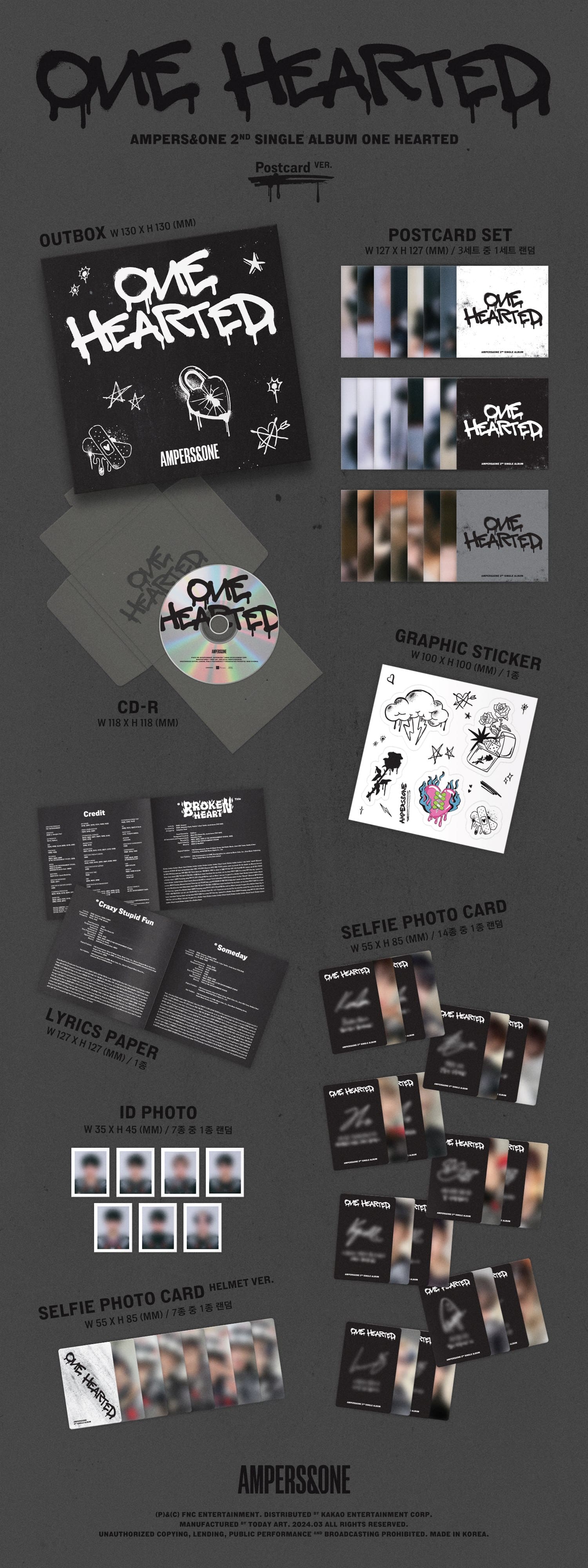 AMPERS&ONE 2nd Single Album 'ONE HEARTED' (Postcard Ver.)