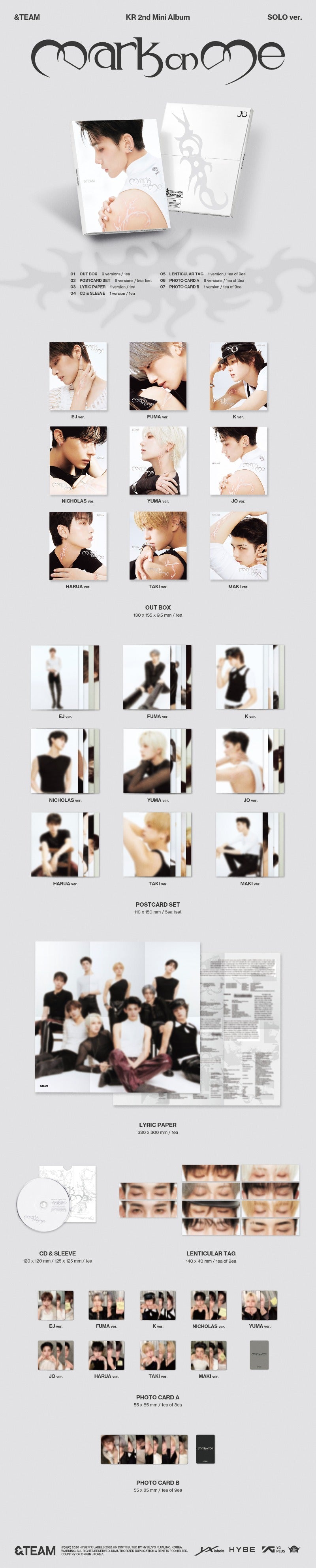 &TEAM KR 2nd Mini Album 'Mark on Me' (SOLO Ver.)
