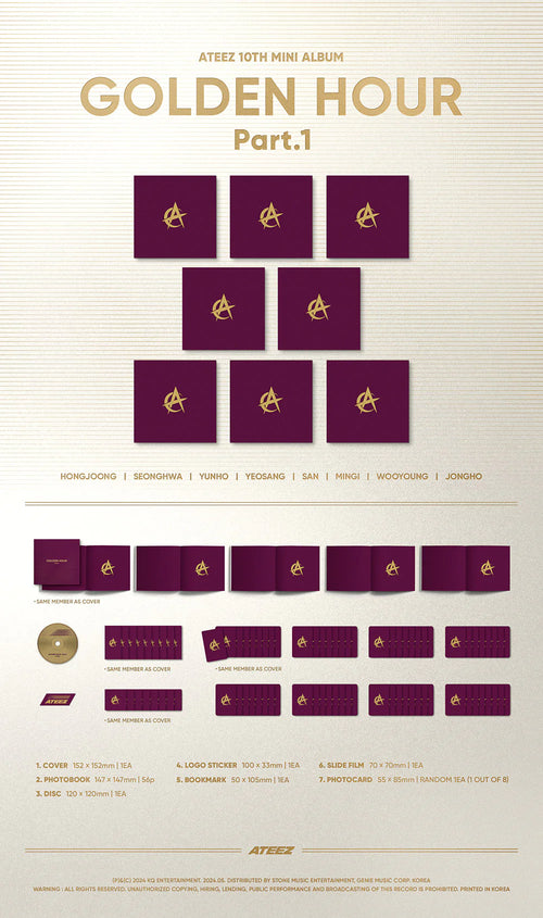 ATEEZ 10th Mini Album 'GOLDEN HOUR : Part.1' (Digipack Ver.)