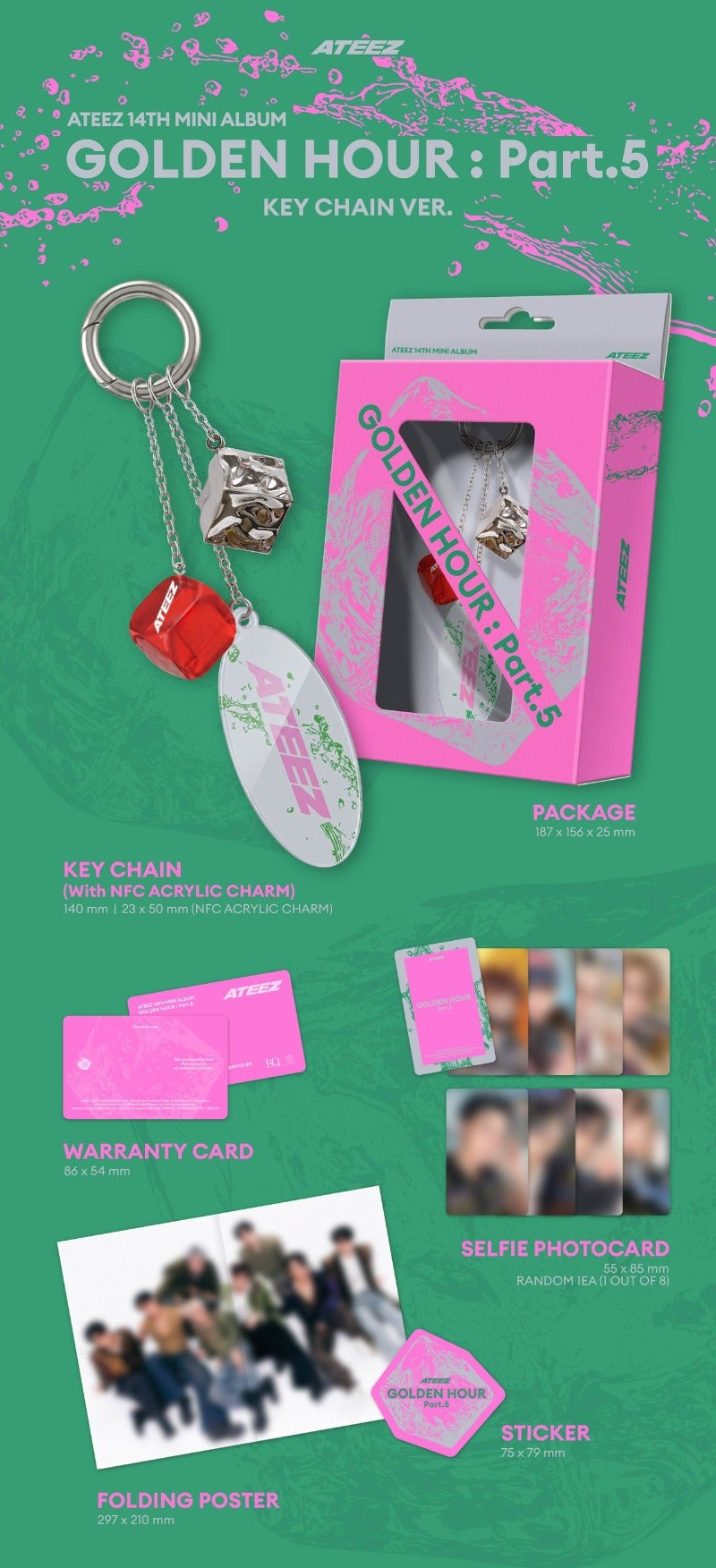 [PREORDER] ATEEZ 14th Mini Album 'GOLDEN HOUR : Part.5' (KEY CHAIN Ver.)