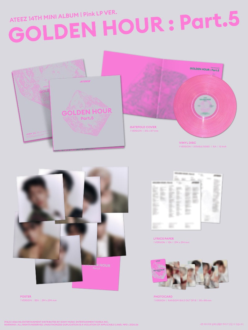 [PREORDER] ATEEZ 14th Mini Album 'GOLDEN HOUR : Part.5' (Pink LP Ver.)