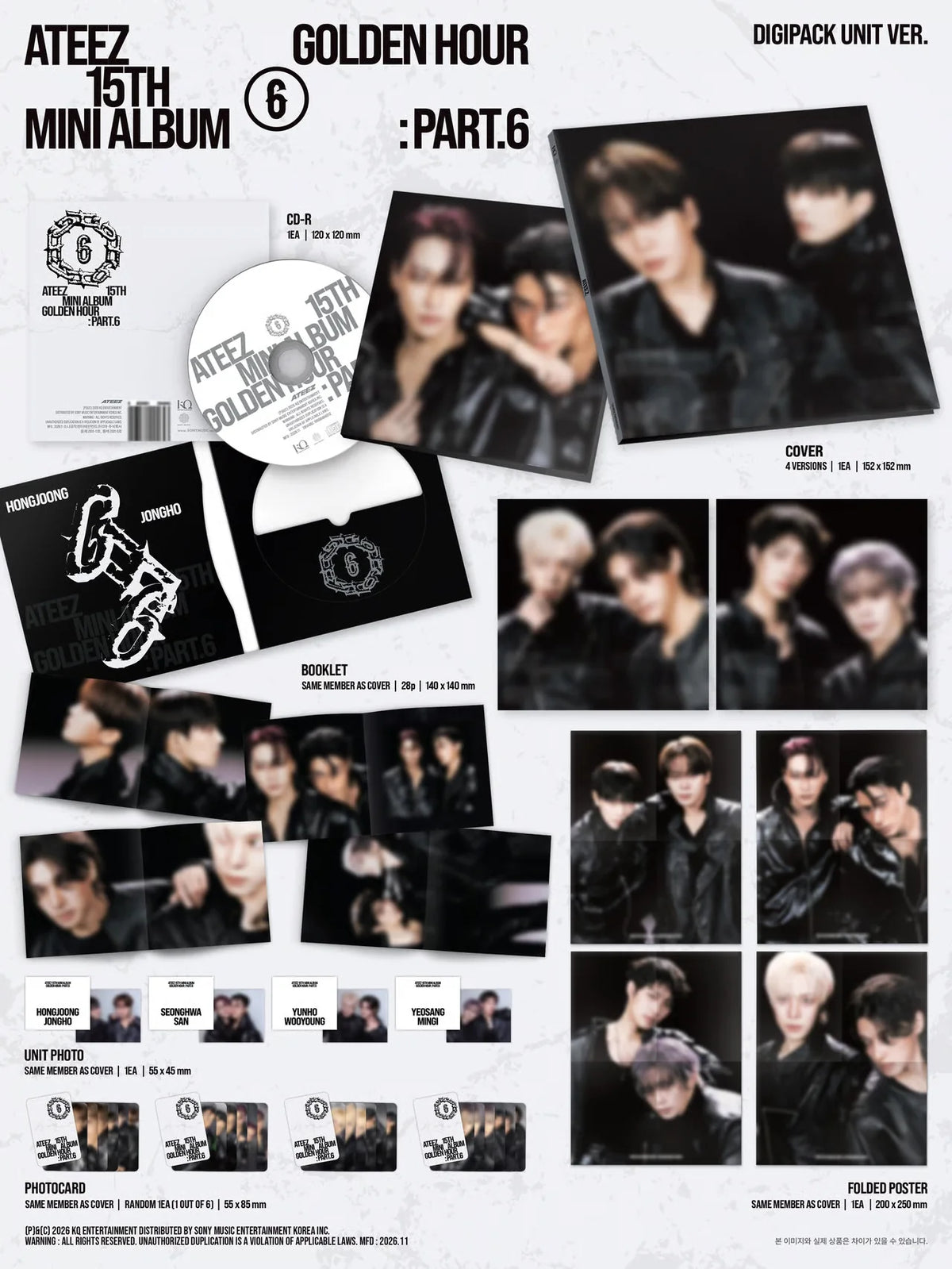 [PREORDER] ATEEZ 15th Mini Album 'GOLDEN HOUR : Part.6' (Digipack Unit Ver.)