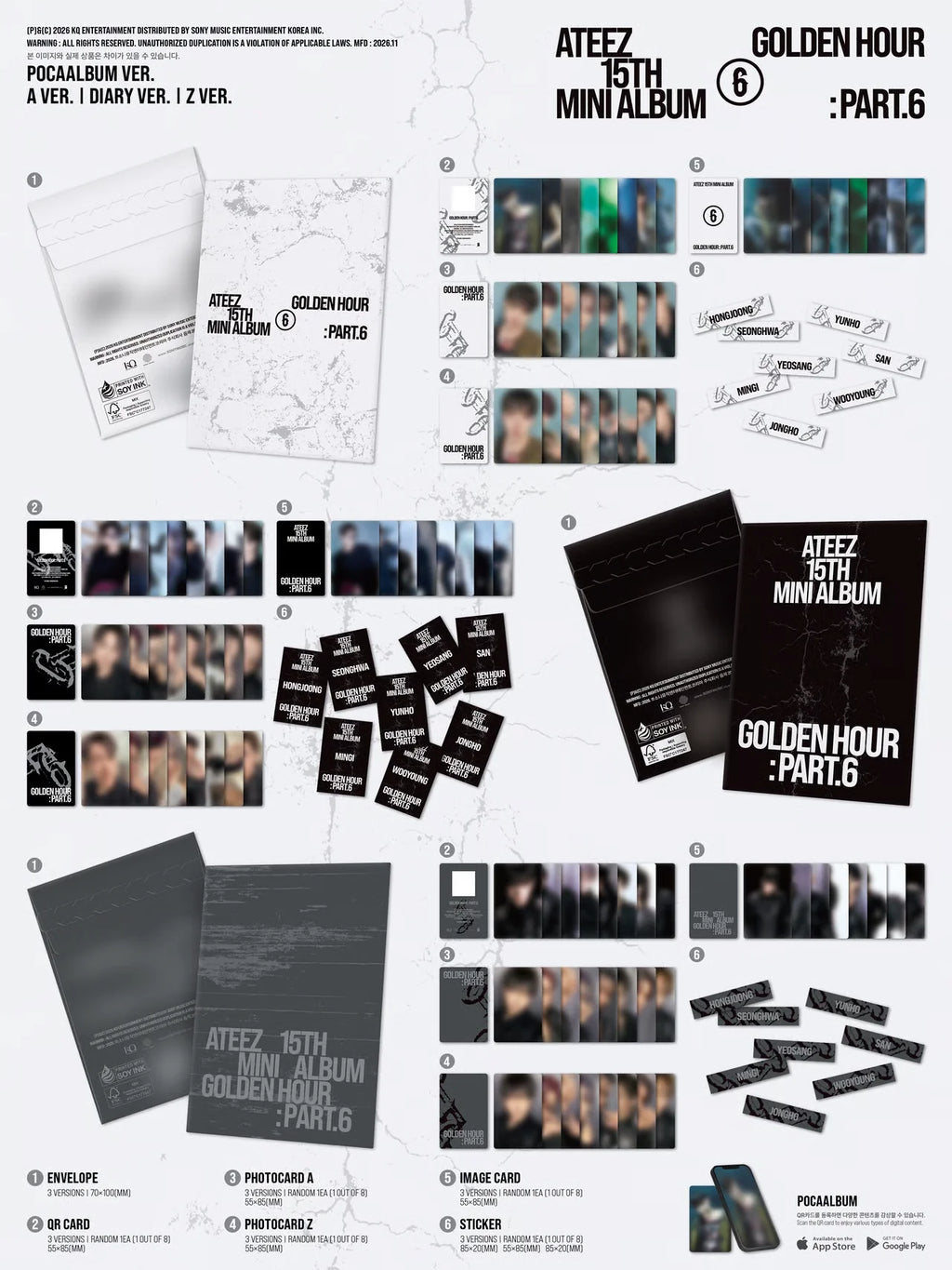 [PREORDER] ATEEZ 15th Mini Album 'GOLDEN HOUR : Part.6' (POCAALBUM Ver.)