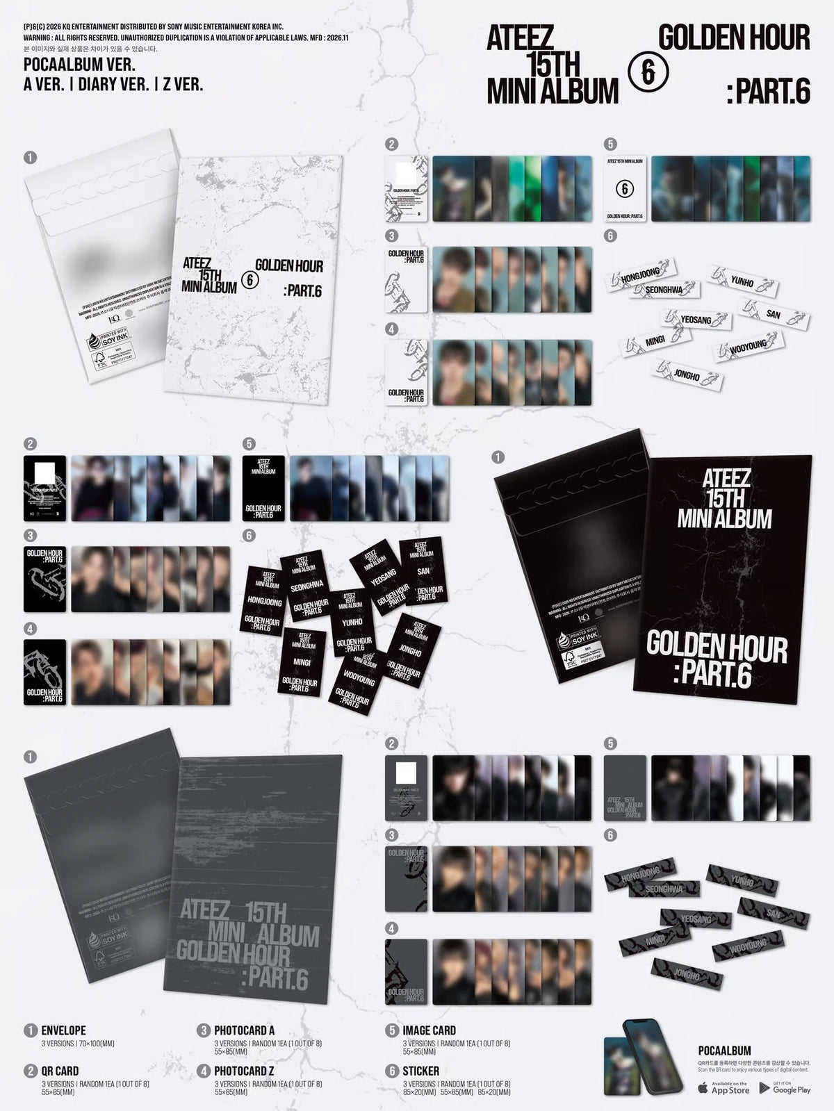 [PREORDER] ATEEZ 15th Mini Album 'GOLDEN HOUR : Part.6' (POCAALBUM Ver.)