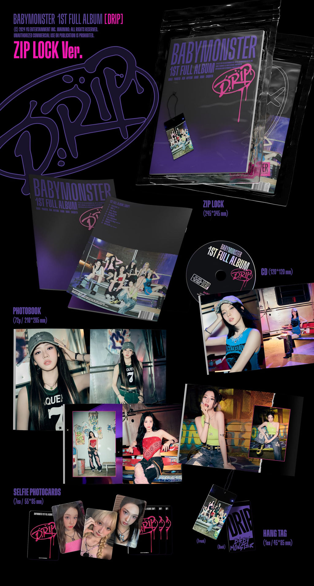 BABYMONSTER 1st Full Album 'DRIP' (ZIP LOCK Ver. / BINDER Ver.)