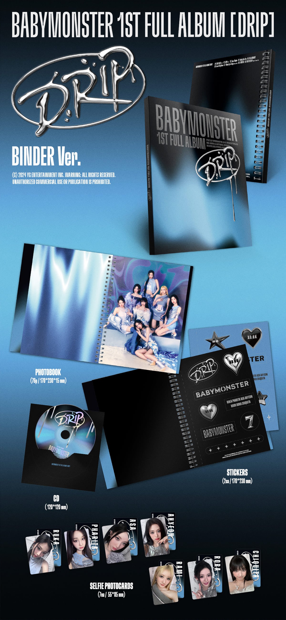 BABYMONSTER 1st Full Album 'DRIP' (ZIP LOCK Ver. / BINDER Ver.)