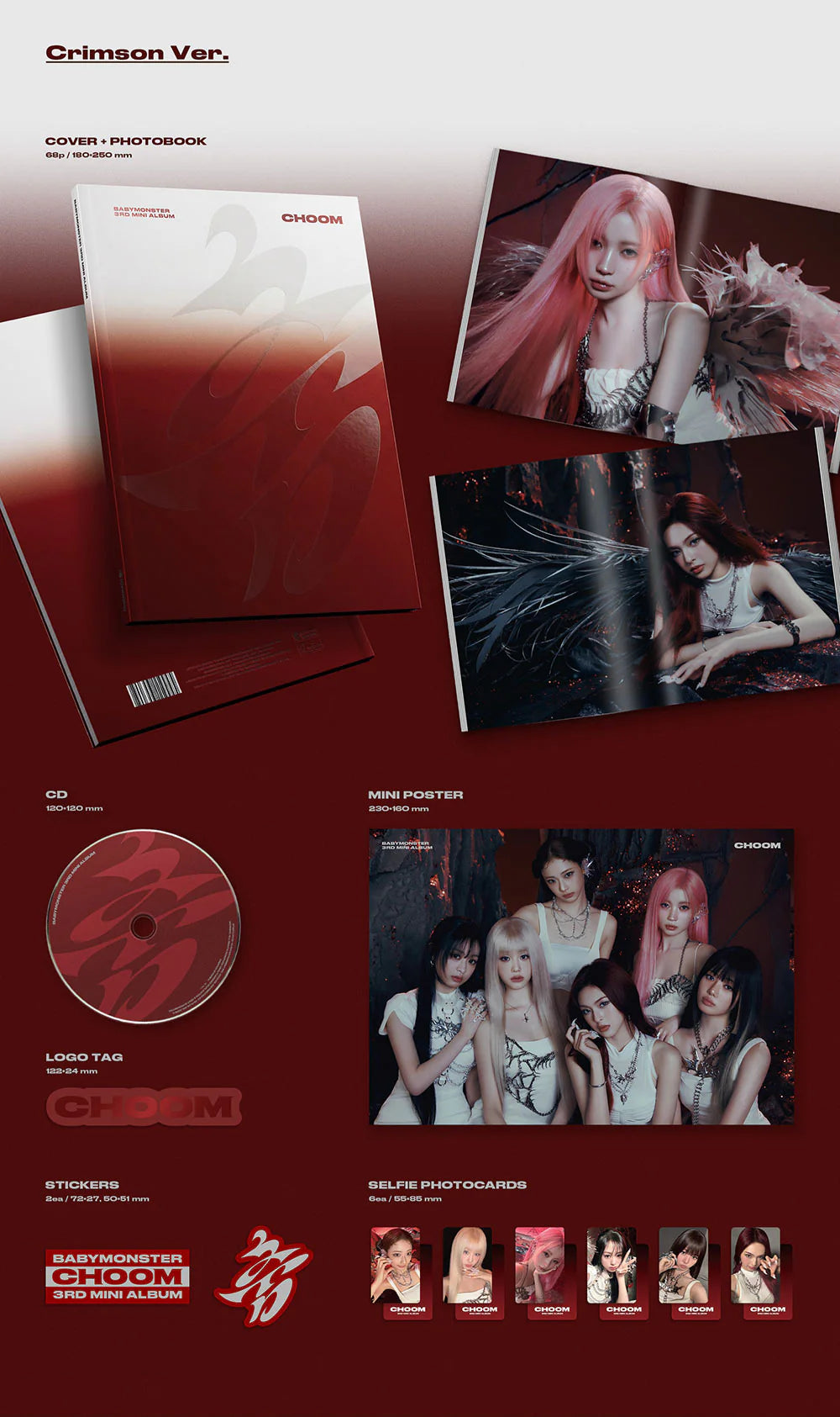 BABYMONSTER 3rd Mini Album 'CHOOM' (Crimson Ver. / Metallic Ver. / Prism Ver.)