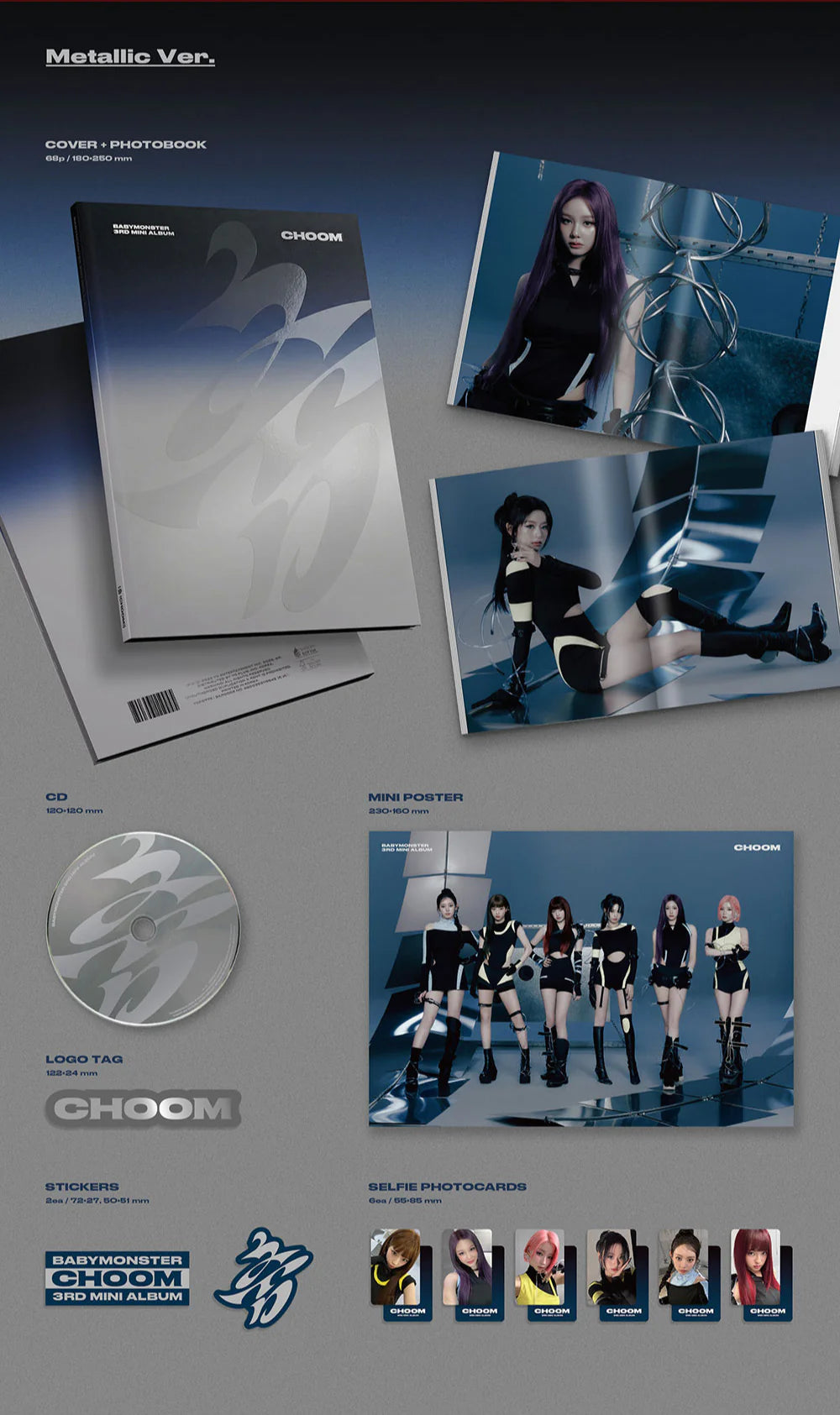 BABYMONSTER 3rd Mini Album 'CHOOM' (Crimson Ver. / Metallic Ver. / Prism Ver.)