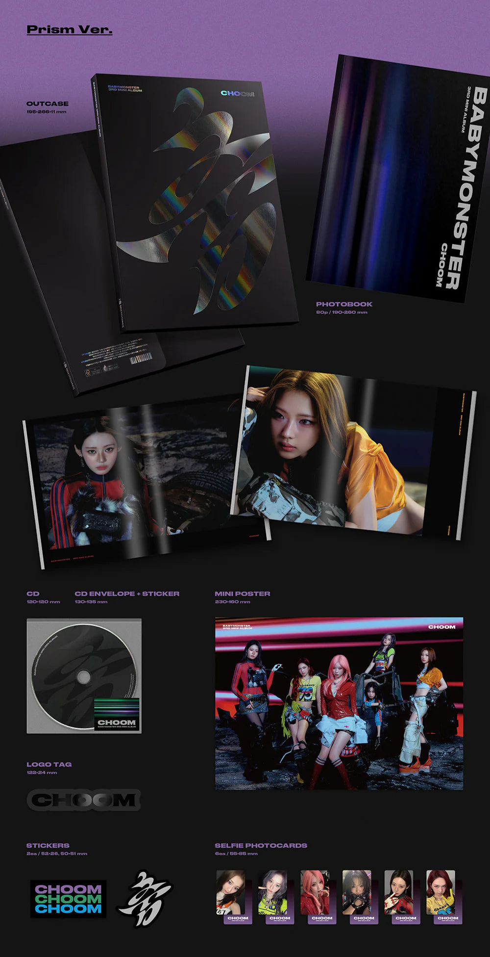 BABYMONSTER 3rd Mini Album 'CHOOM' (Crimson Ver. / Metallic Ver. / Prism Ver.)