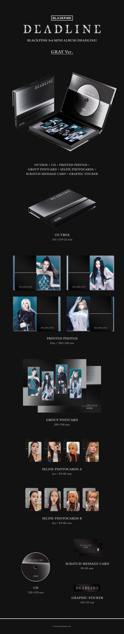 BLACKPINK 3rd Mini Album 'DEADLINE' (GRAY Ver.)