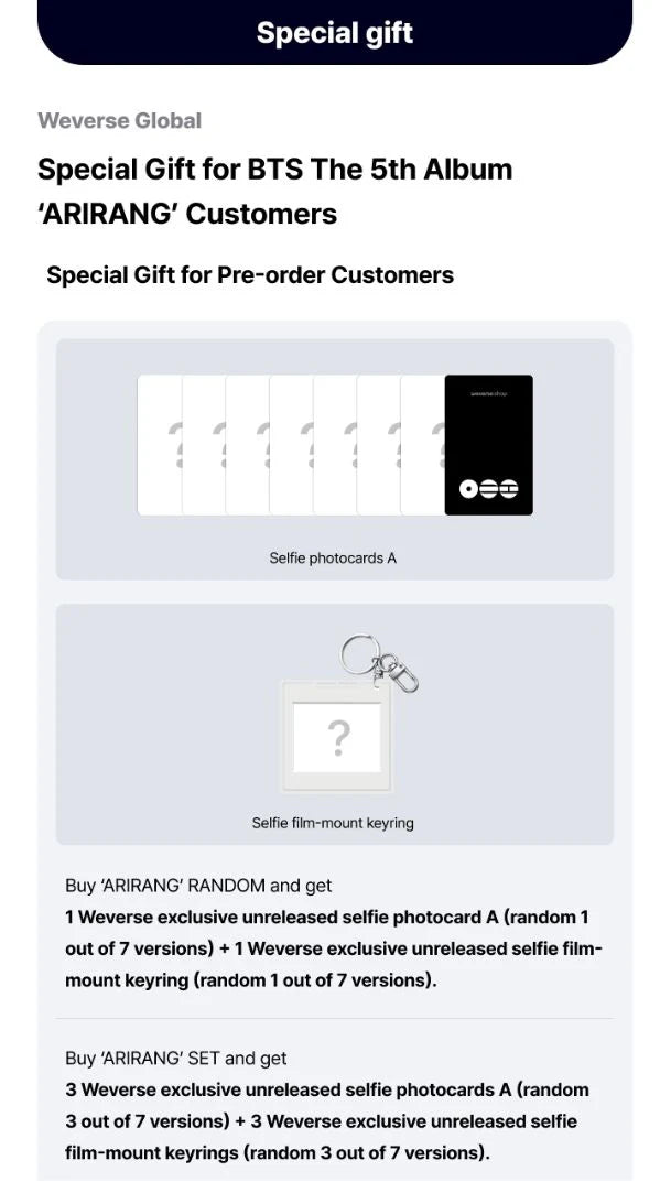 [PREORDER + Weverse Shop Benefit] BTS 5th Full Album 'ARIRANG'