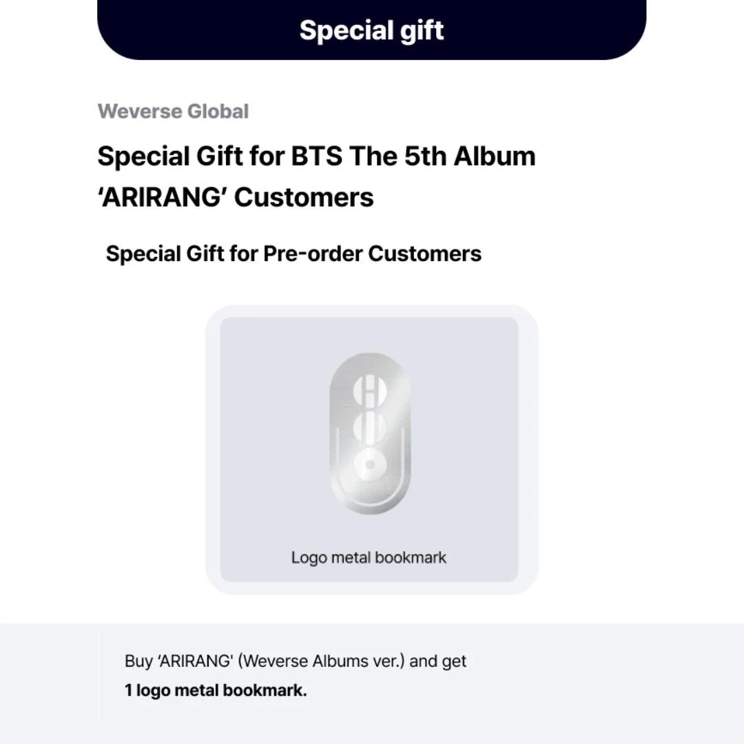 [PREORDER + Weverse Shop Benefit] BTS 5th Full Album 'ARIRANG' (Weverse Albums Ver.)
