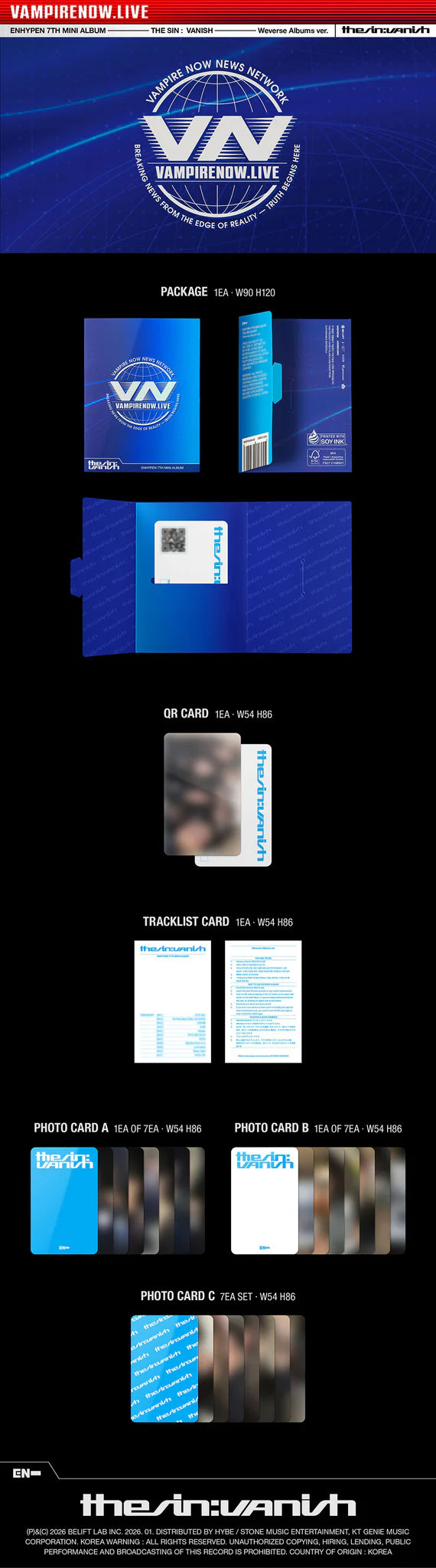 ENHYPEN 7th Mini Album 'THE SIN : VANISH' (Weverse Albums Ver.)