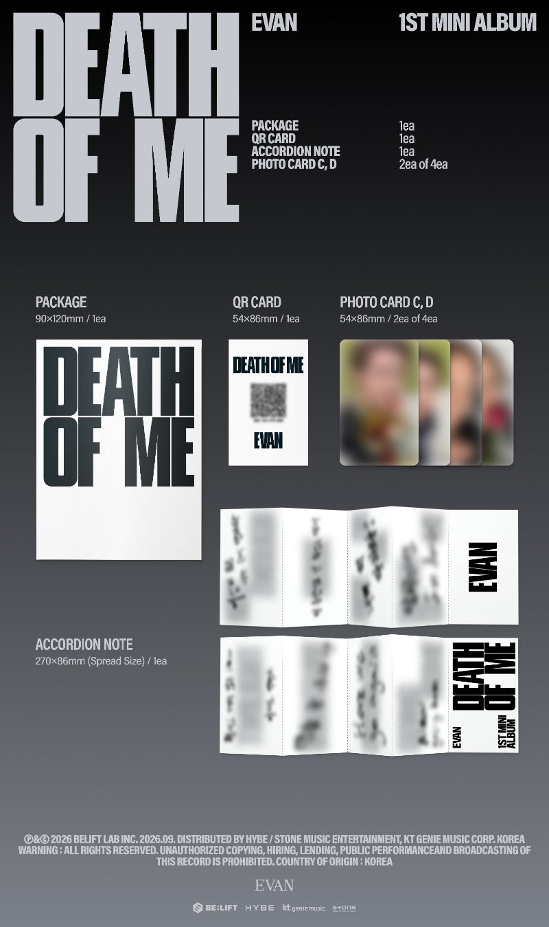 [PREORDER] EVAN 1st Mini Album 'DEATH OF ME' (Weverse Albums Ver.)
