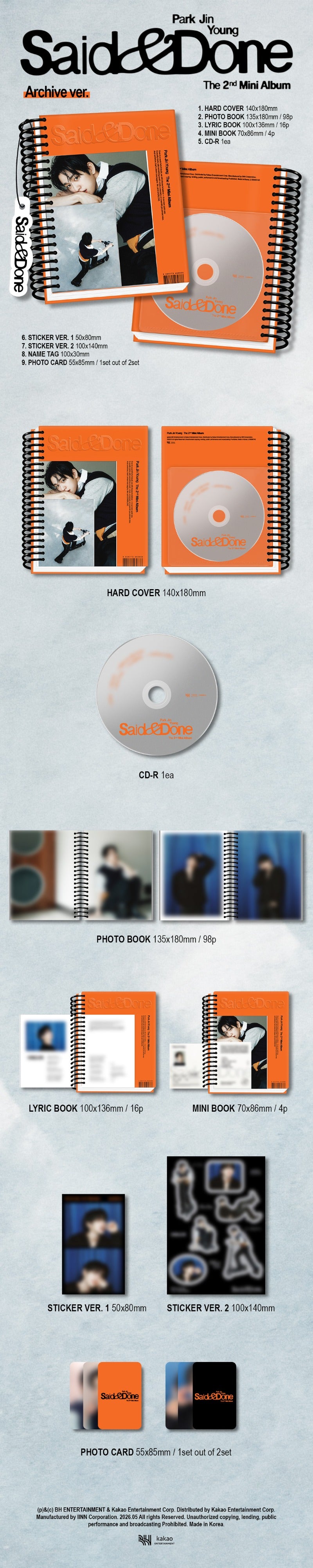 Park Jinyoung 2nd Mini Album 'Said & Done' (Archive Ver.)
