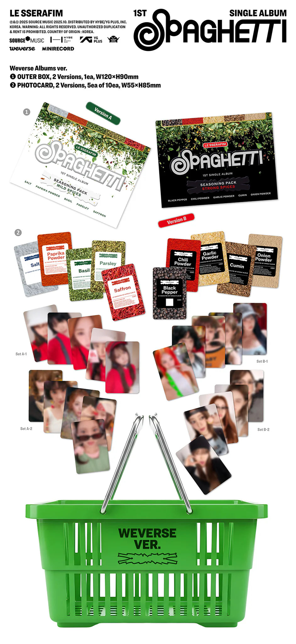 LE SSERAFIM 1st Single Album 'SPAGHETTI' (Weverse Albums Ver.)