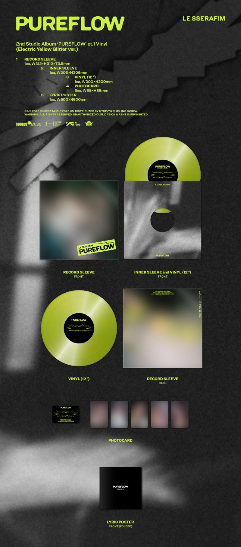 LE SSERAFIM 2nd Studio Album 'PUREFLOW' pt.1 (Vinyl)