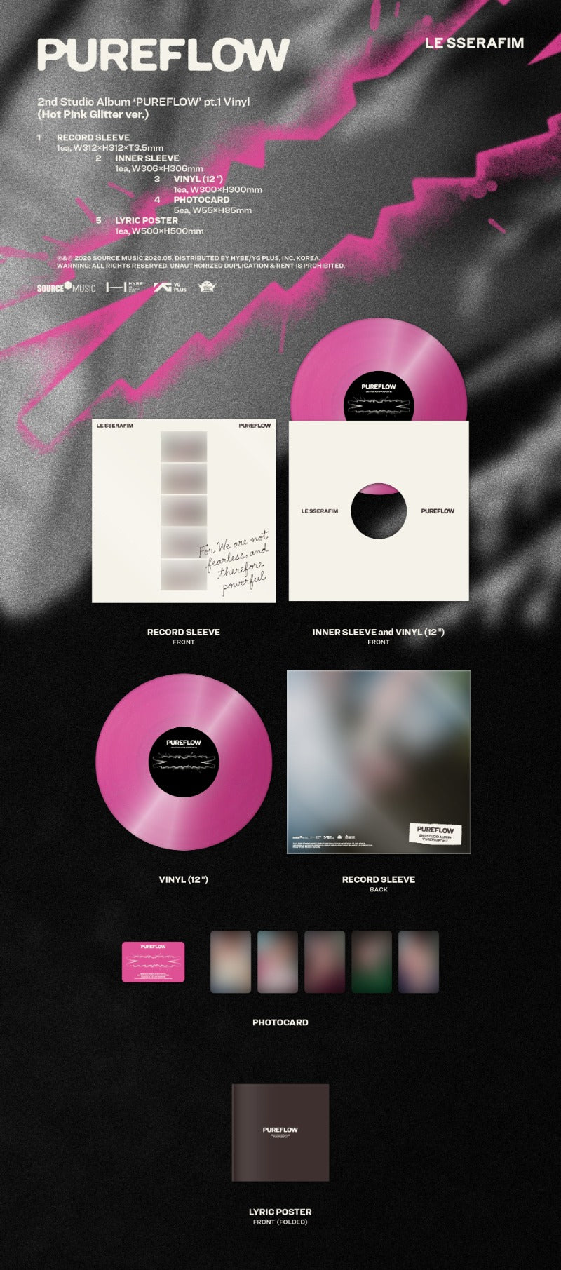 LE SSERAFIM 2nd Studio Album 'PUREFLOW' pt.1 (Vinyl)