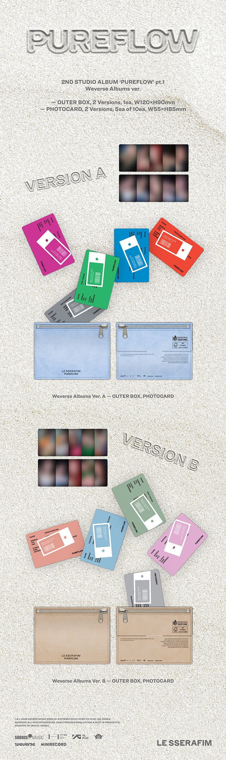 LE SSERAFIM 2nd Studio Album ‘PUREFLOW’ pt.1 (Weverse Albums ver.)