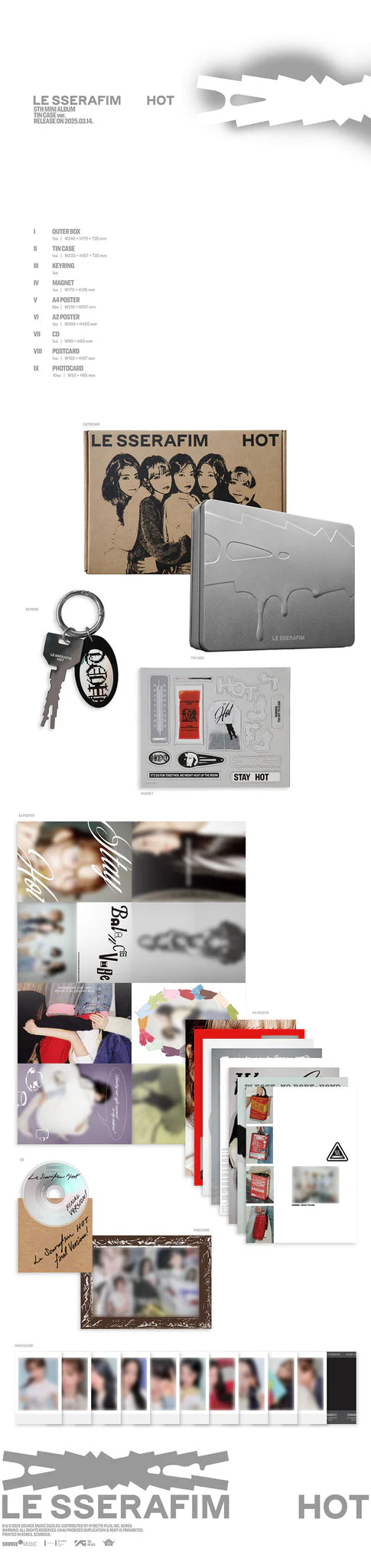 LE SSERAFIM 5th Mini Album 'HOT' (Tincase Ver.)