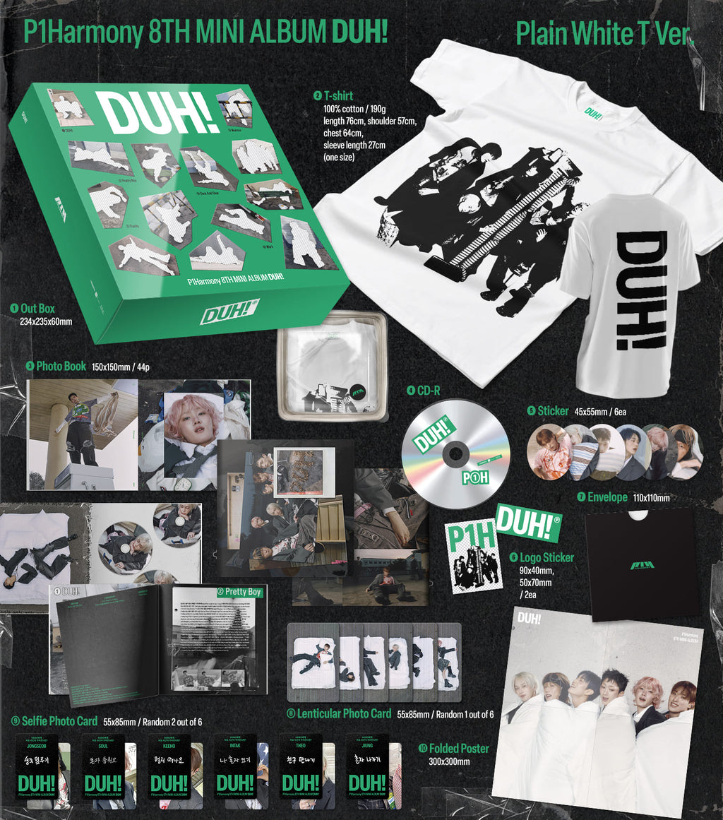 P1Harmony 8th Mini Album 'DUH!' (Plain White T Ver.) (MD Ver.)