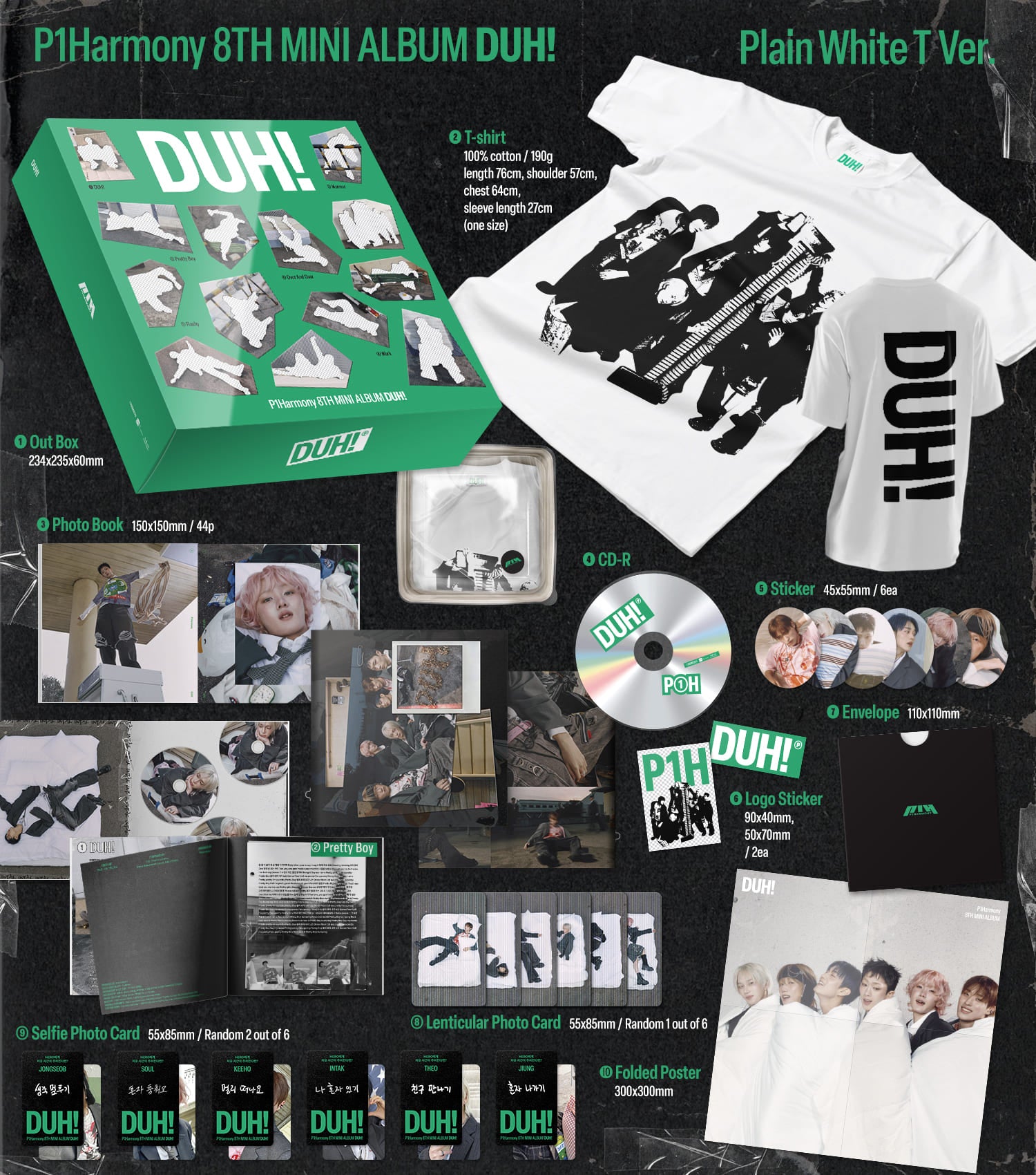 P1Harmony 8th Mini Album 'DUH!' (Plain White T Ver.) (MD Ver.)