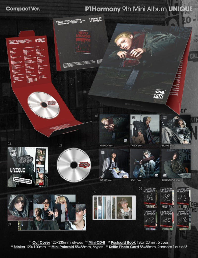 [PREORDER] P1Harmony 9th Mini Album 'UNIQUE' (Compact Ver.)