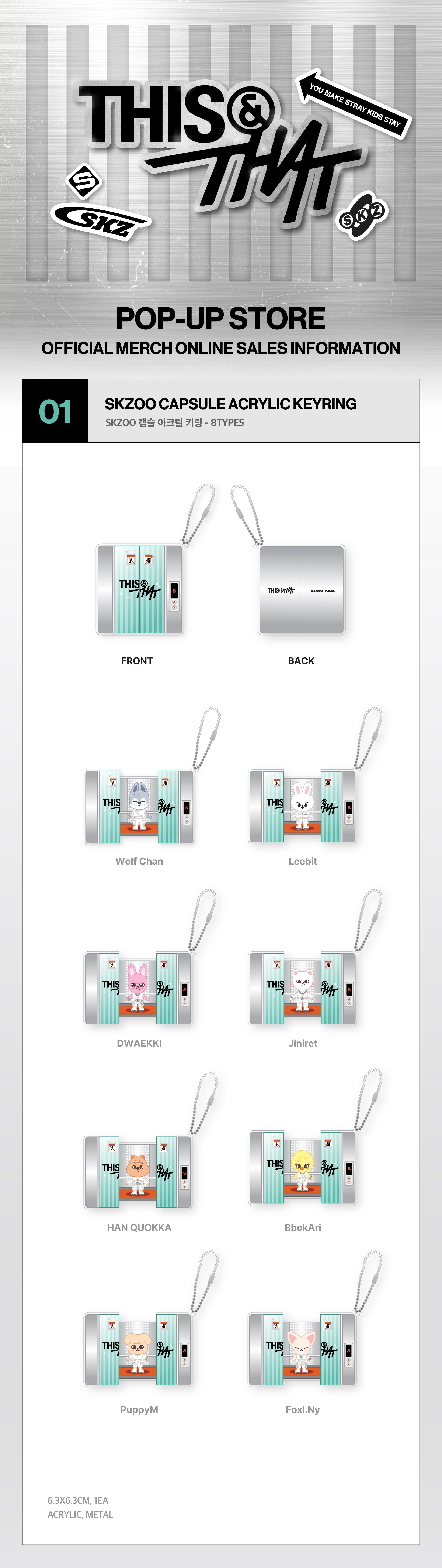 [PREORDER] STRAY KIDS ‘THIS & THAT’ POP-UP STORE OFFICIAL MD – SKZOO CAPSULE ACRYLIC KEYRING