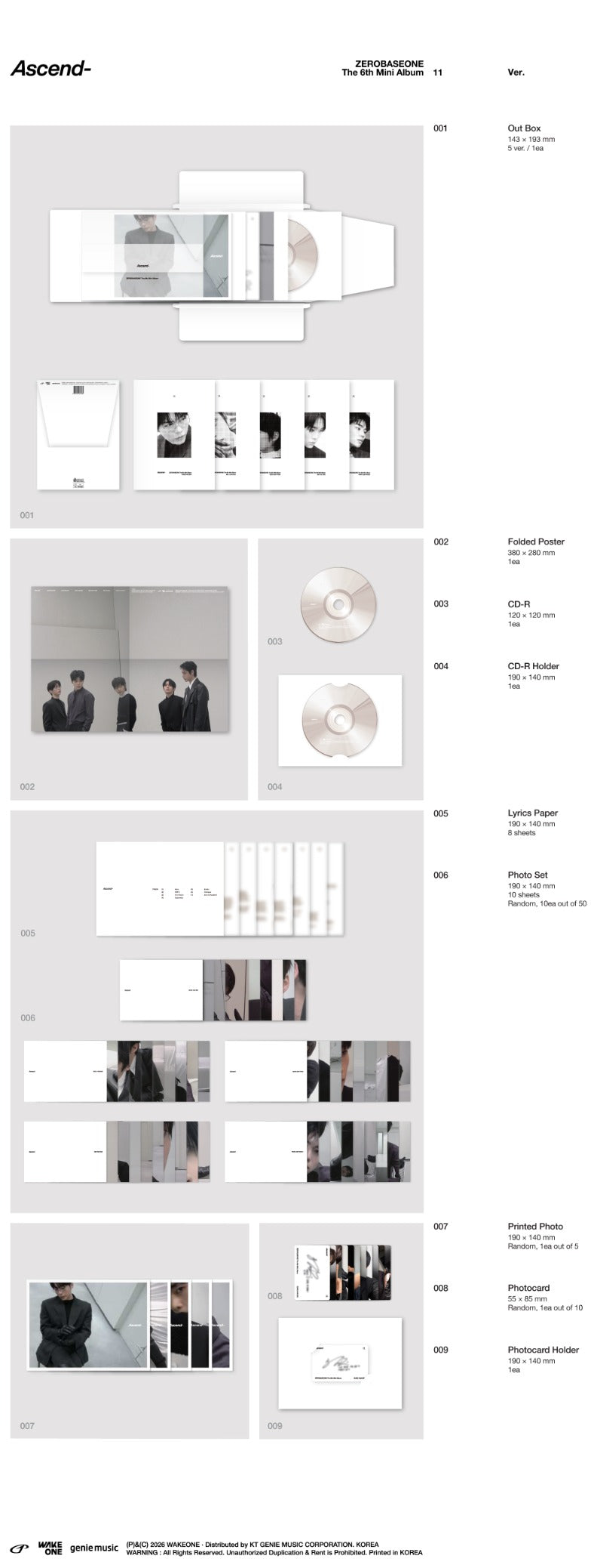 ZEROBASEONE 6th Mini Album 'Ascend-' (11 Ver.)